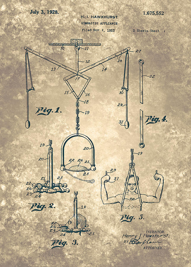 Gymnastic Appliance Patent from 1928 Painting by Celestial Images