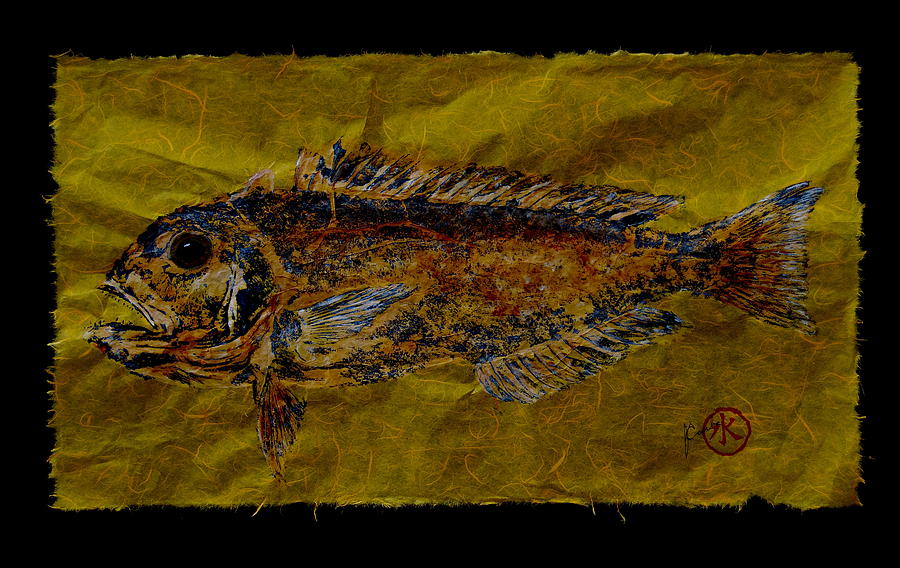 Gyotaku - Golden Tilefish - Clown of the Sea - Blanquillo Mixed Media by Jeffrey Canha