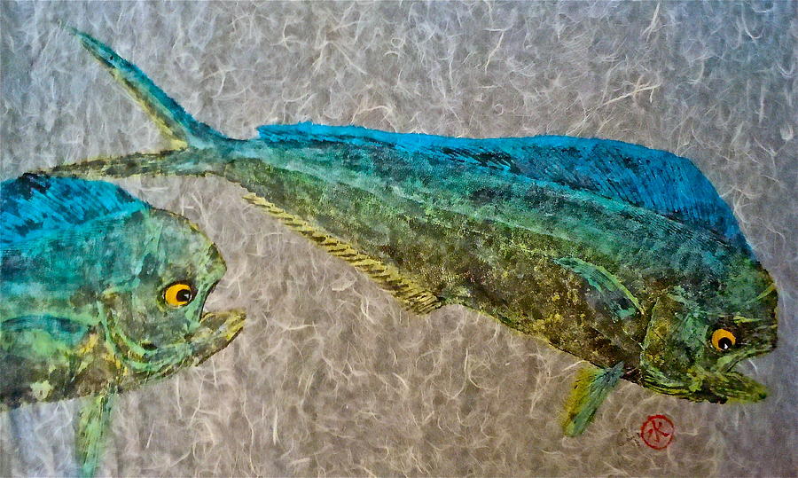 Gyotaku - Mahi Mahi - Dorado - Dolphinfish Mixed Media by Jeffrey Canha