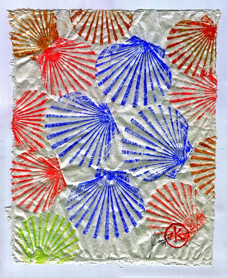 Gyotaku Scallops - Summertime Fun - Shellfish Mixed Media by Jeffrey Canha