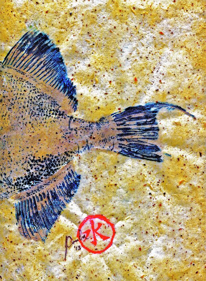Fish Mixed Media - Gyotaku - Triggerfish - Oldwench -  Diptych 2  by Jeffrey Canha