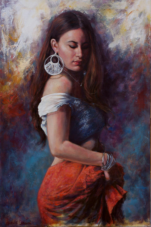Earring Painting - Gypsy by Harvie Brown