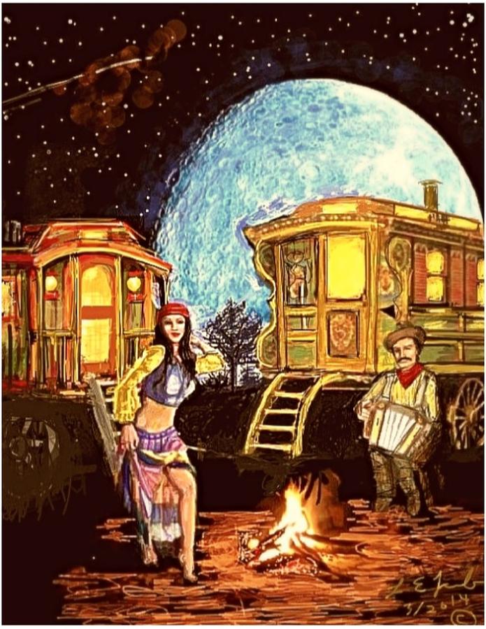 Cool Painting - Gypsy moon by Larry Lamb