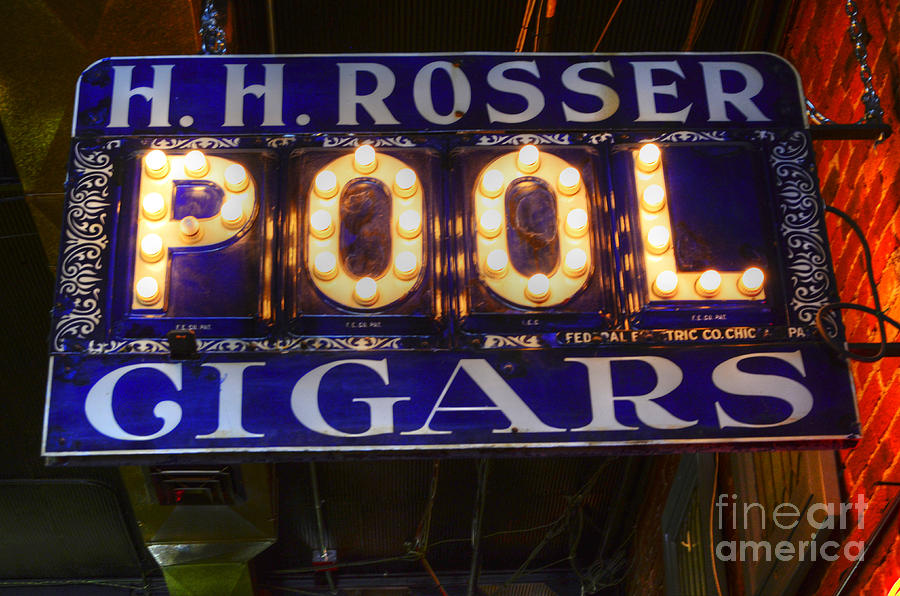 Vintage Photograph - H H Rosser Cigar Neon Sign by Bob Christopher