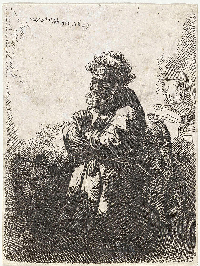 Book Drawing - H. Jerome In Prayer by Willem Van Der Vliet And Rembrandt Harmensz. Van Rijn