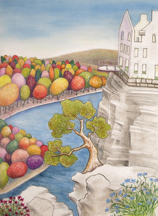 Ha Ha Tonka Mansion on the Lake with Colorful Tree by Michele Fritz Ha Ha Tonka Mansion on the Lake with Colorful Tree by Michele Fritz