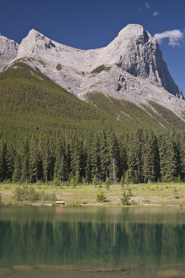 Canmore Photograph - Ha-ling peak rises above Quarry Lake by Richard Berry