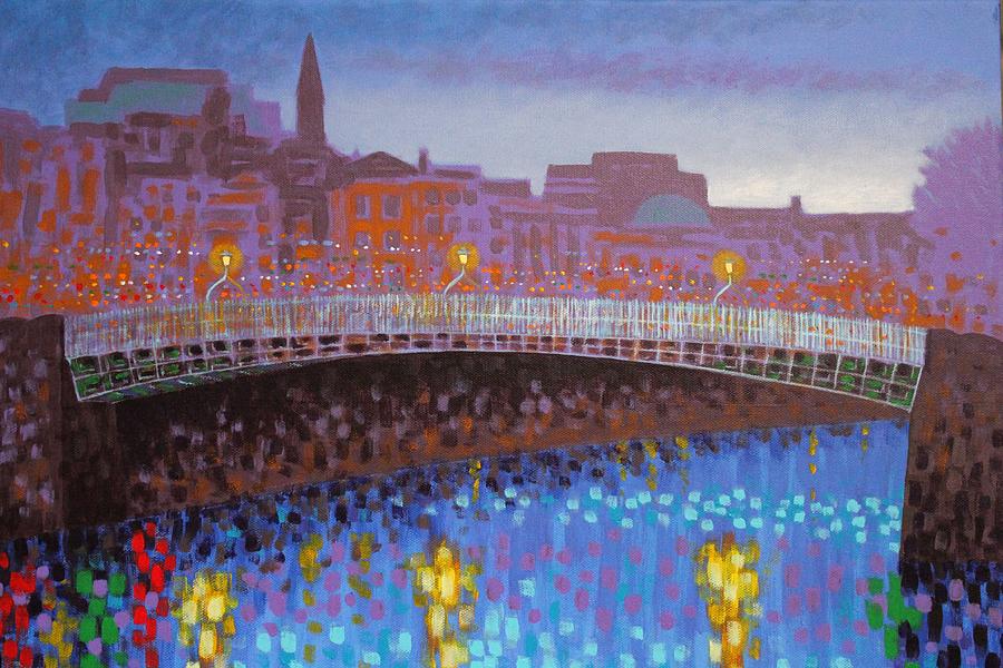 Ha Penny Bridge Dublin  cropped Painting by John  Nolan