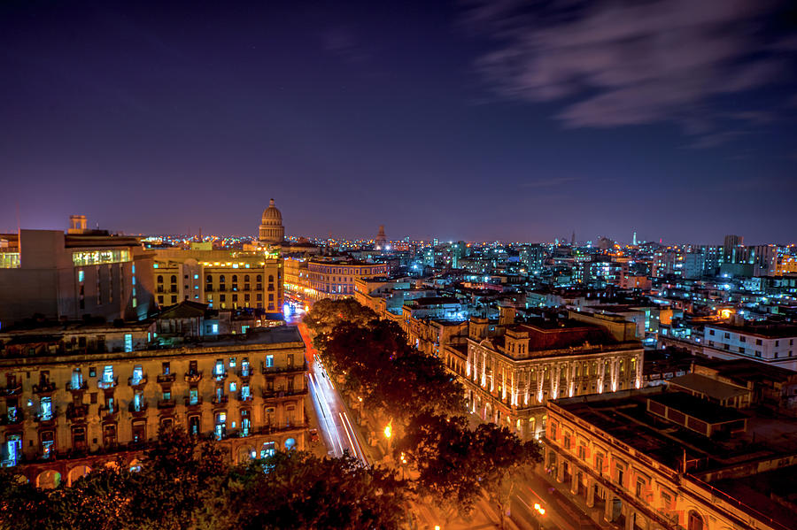 Habana Lights View Of Habana At Night Photograph by Images By Toronto Photographer Robert Greatrix