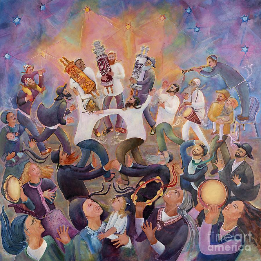 Torah Painting - Hachnasat Sefer Torah by Chana Helen Rosenberg Torah Painting - Hachnasat Sefer Torah by Chana Helen Rosenberg