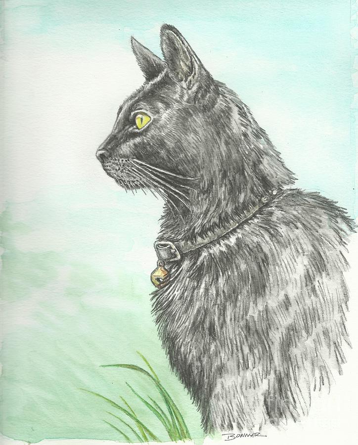 Black Cat Painting - Hades Surveying His Domain by Sue Bonnar