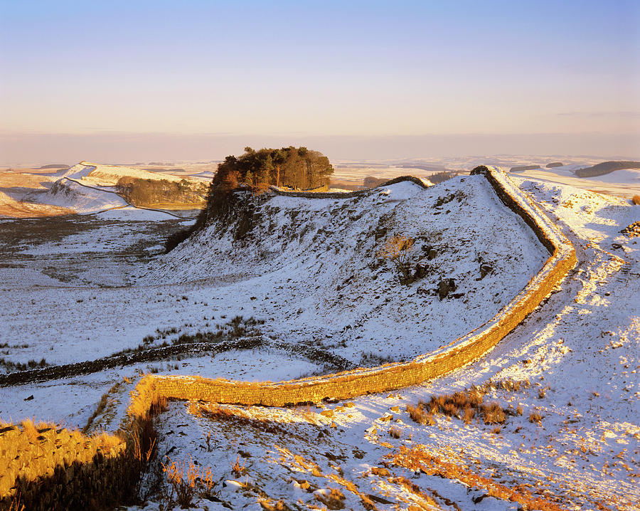 Northumberland National Park Photograph - Hadrians Wall In Winter by Simon Fraser/science Photo Library