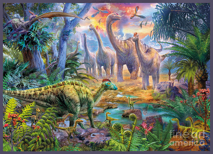 Prehistoric Digital Art - Dino Waterhole by MGL Meiklejohn Graphics Licensing