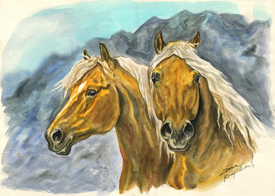 Haflinger horses Painting by Jana Goode