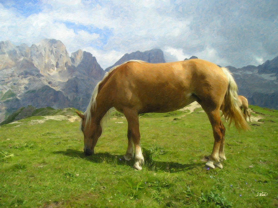 Haflinger Mare Grazing In Alpine Pasture Equ175189 Painting by Dean Wittle