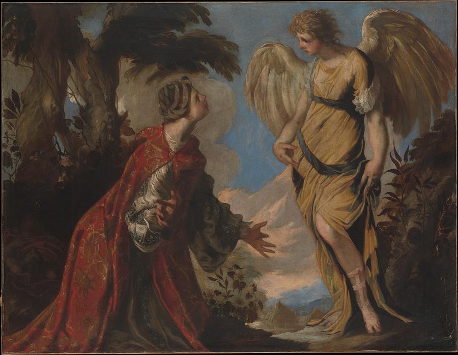 Maffei Painting - Hagar And The Angel by Francesco Maffei