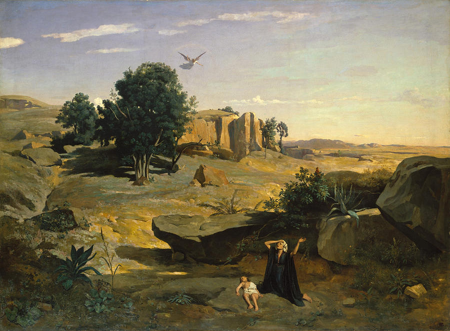 Jean-baptiste-camille Corot Painting - Hagar in the Wilderness by Jean-Baptiste-Camille Corot