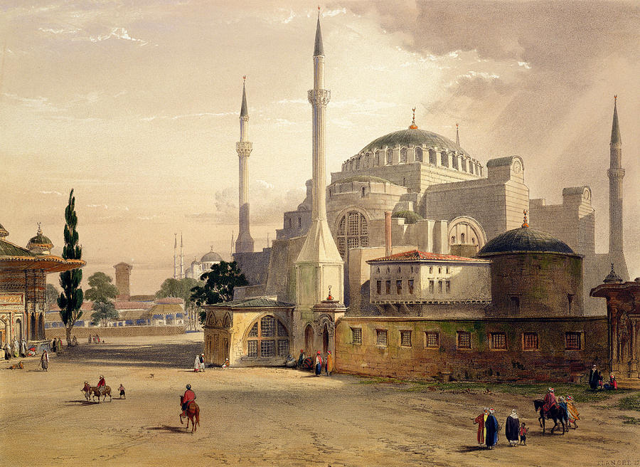 Byzantine Drawing - Haghia Sophia, Plate 17 Exterior View by Gaspard Fossati
