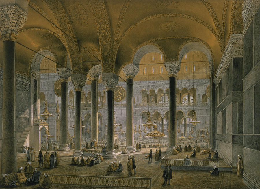 Byzantine Drawing - Haghia Sophia, Plate 6 The North Nave by Gaspard Fossati