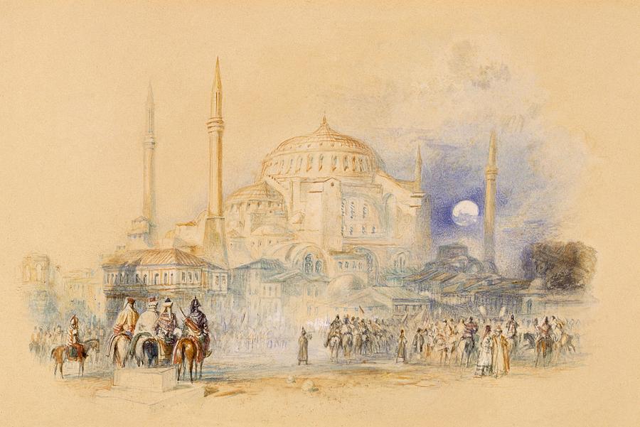 Byzantine Drawing - Hagia Sofia by Joseph Mallord William Turner