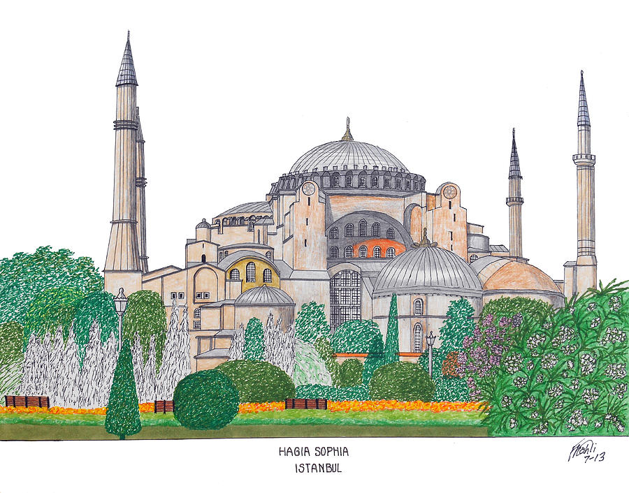 Hagia Sophia Istanbul Drawing by Frederic Kohli