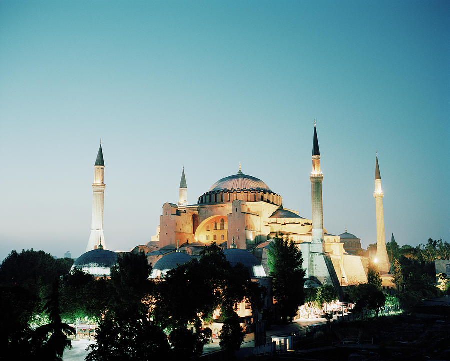 Hagia Sophia Mosque At Dusk Photograph by Gary Yeowell