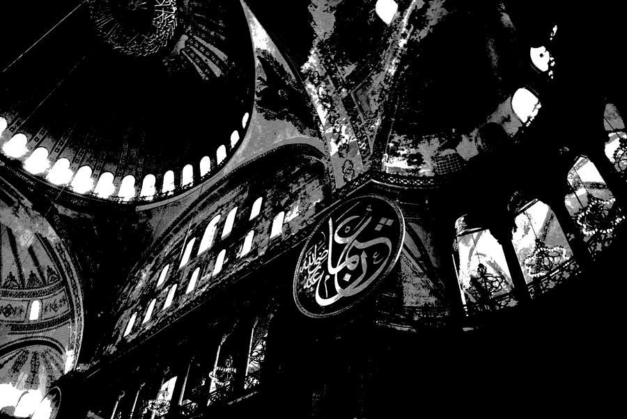 Hagia Sophia Museum Ceiling HIgh Contrast Photograph by Jacqueline M Lewis