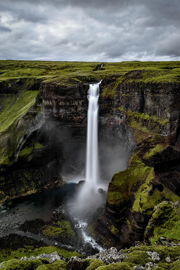 Haifoss Waterfall Dropping Down Into Photograph by Sjo - Fine Art America