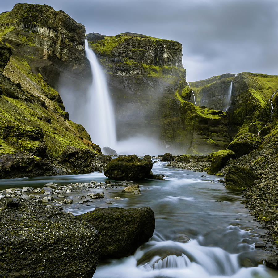 Haifoss Waterfall From The Fossa River Photograph by Sjo