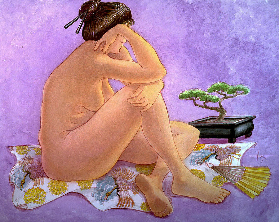 Japanese Lady Painting - Haiku by Jack Adams Japanese Lady Painting - Haiku by Jack Adams