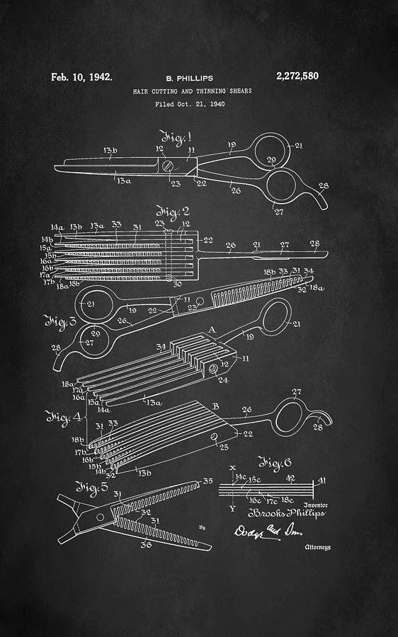 Hair Cutting Shears Patent 1942 Digital Art by Patricia Lintner