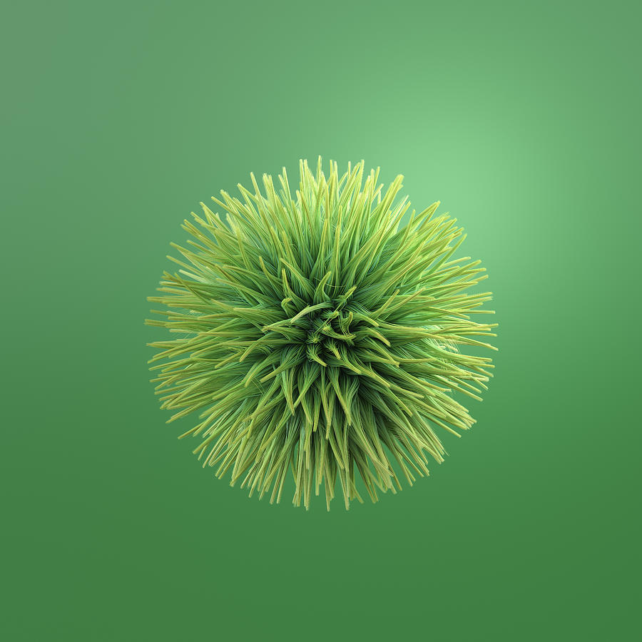 Hairy green ball, 3d rendering Drawing by Westend61