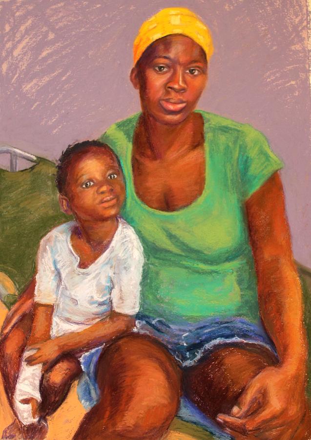 Haitian Madonna and Child After the Earthquake Pastel by Marian Berg