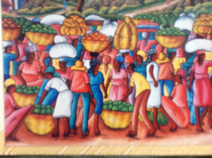 Haitian market. Painting by Haitian artist