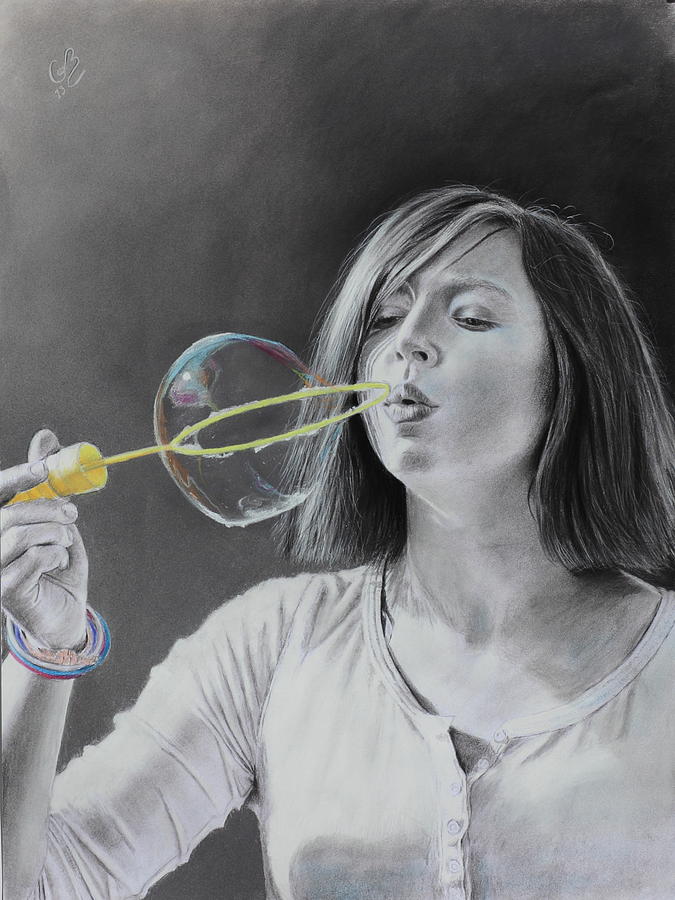 Bubble Girl Drawing by Glenn Beasley