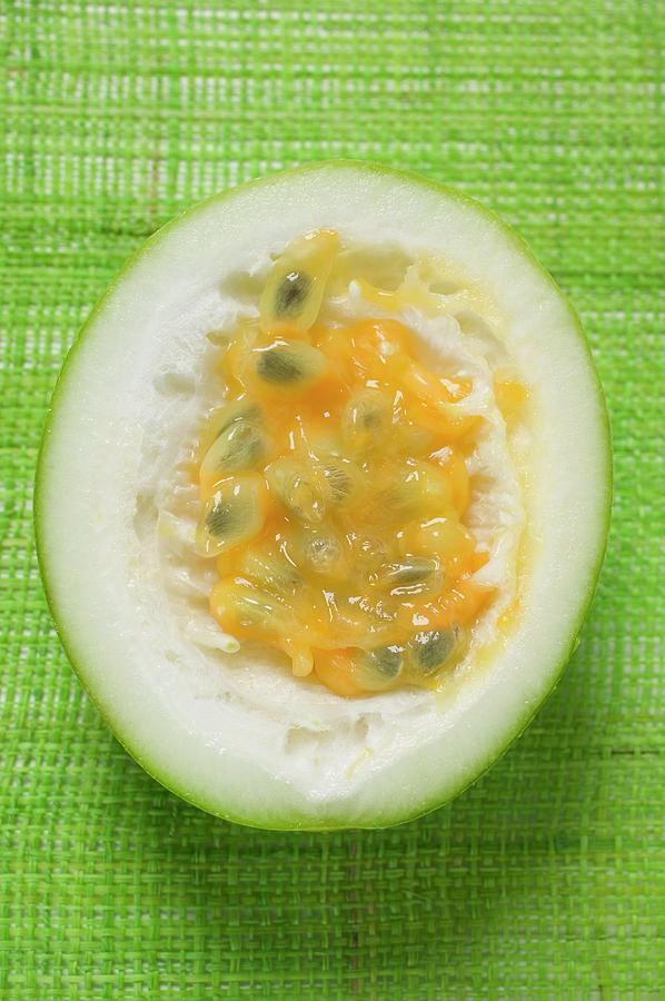 Half A Giant Granadilla Passiflora Quadrangularis Photograph By Foodcollection