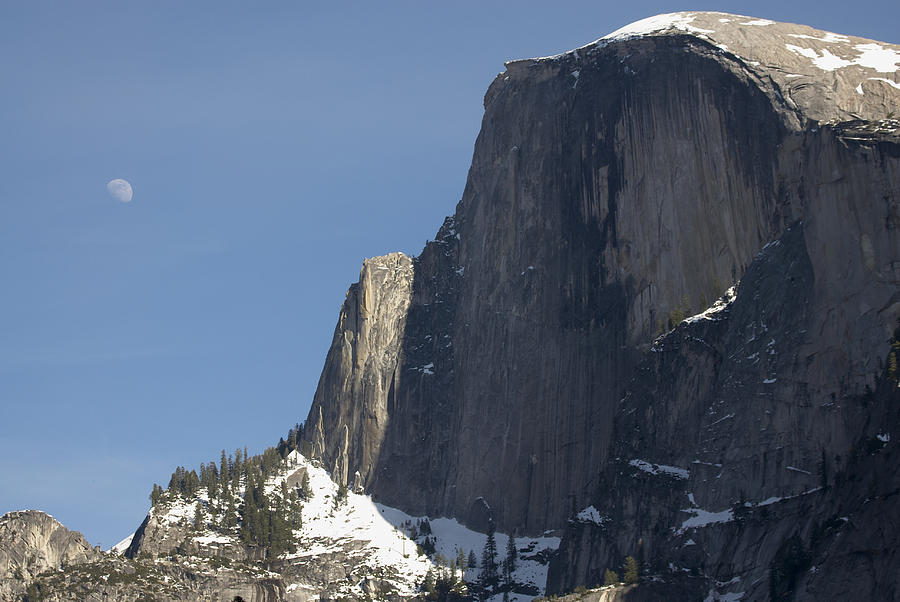 Half Dome Photograph - Half dome and moon by Richard Berry Half Dome Photograph - Half dome and moon by Richard Berry