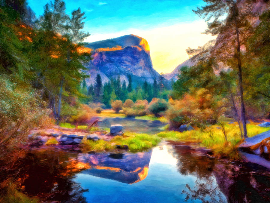 Half Dome Reflection Painting by Michael Pickett