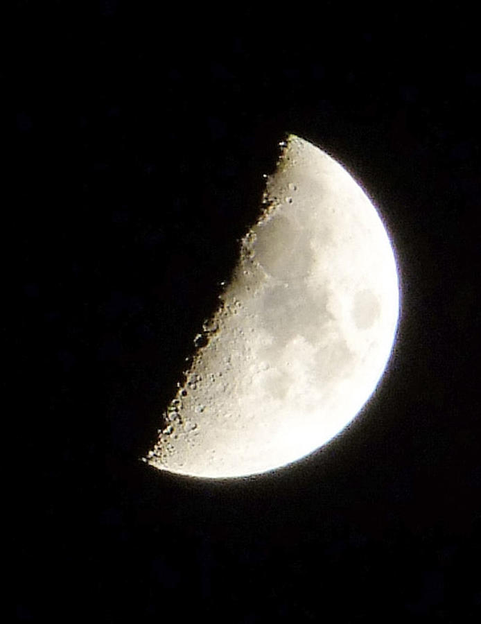 Moon Photograph - Half Moon by Ron Roberts