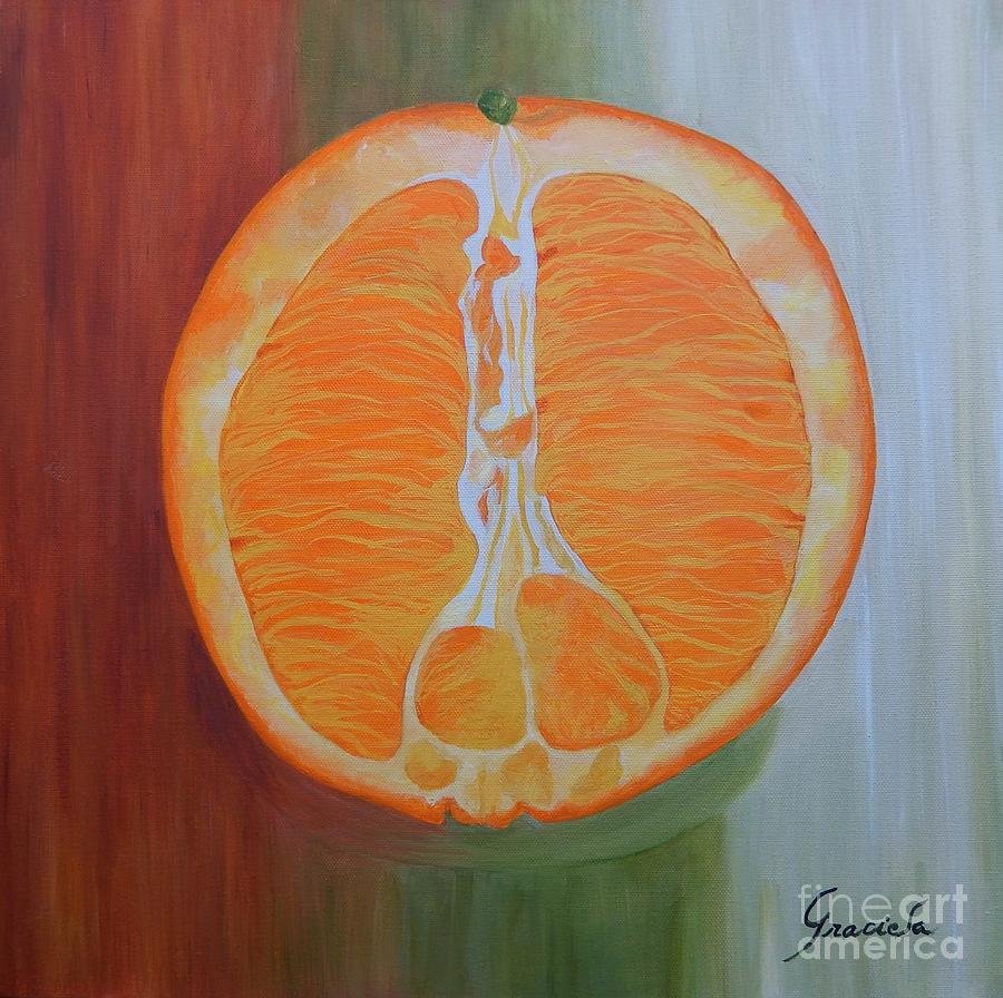 Fruit Painting - Half Orange by Graciela Castro