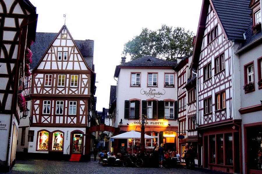 Half-timbered buildings in historic Kirschgarten of Mainz Germany Photograph by Marilyn Burton