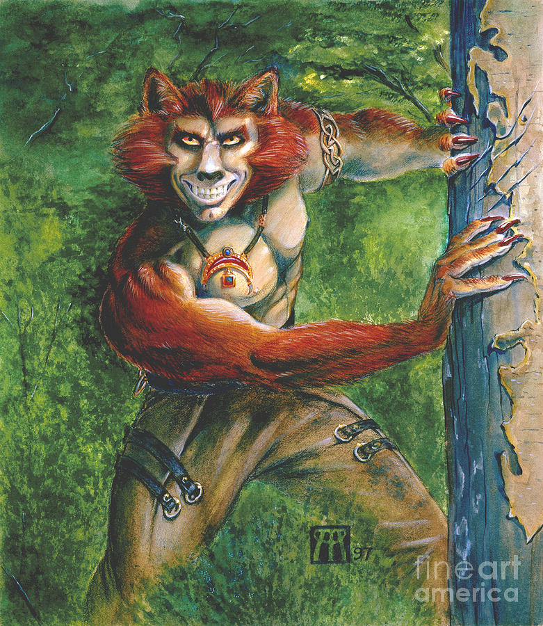Half Wolf Werewolf Painting by Melissa A Benson