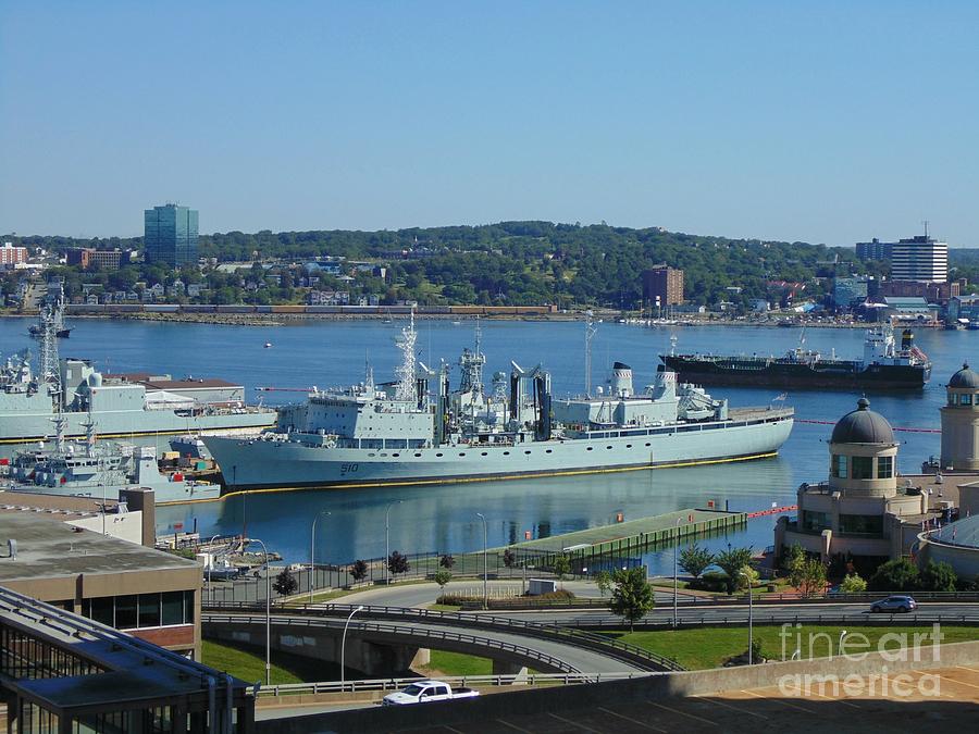 Skyline Photograph - Halifax Harbor Shipping by John Malone