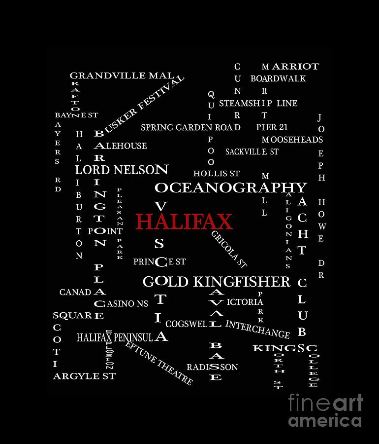 Landmark Digital Art - Halifax Nova Scotia Landmarks and Streets by Barbara A Griffin