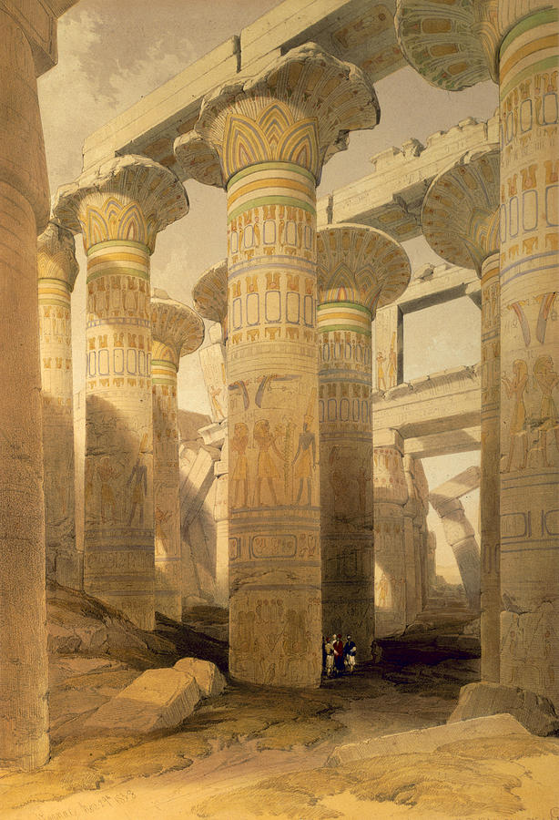 Ruins Drawing - Hall Of Columns, Karnak, From Egypt by David Roberts