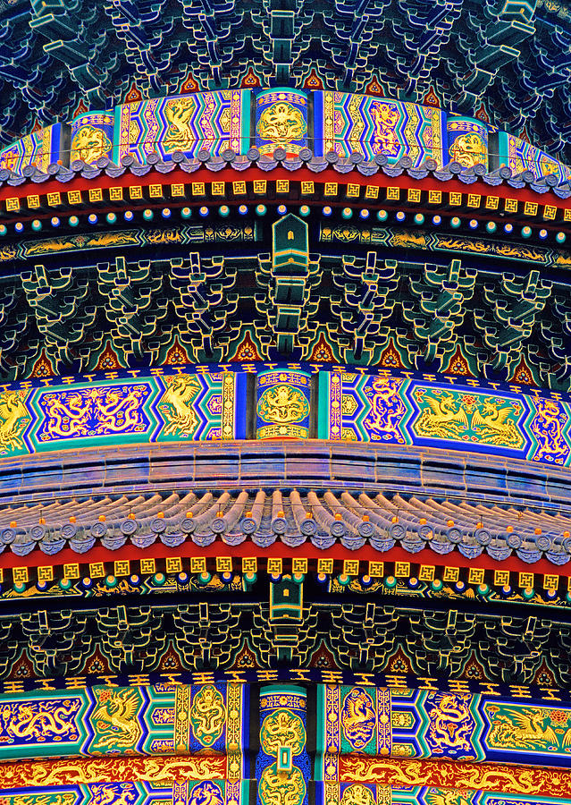 Beijing Photograph - Hall of Prayer detail by Dennis Cox