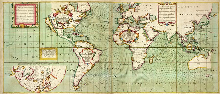 Halley's Global Magnetic Chart Photograph By Stephen A. Schwarzman 