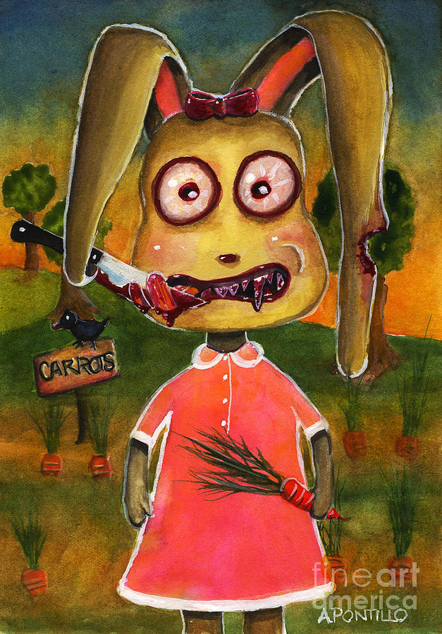 Halloween evil bunny painting Painting by Andrea Pontillo - Fine Art ...