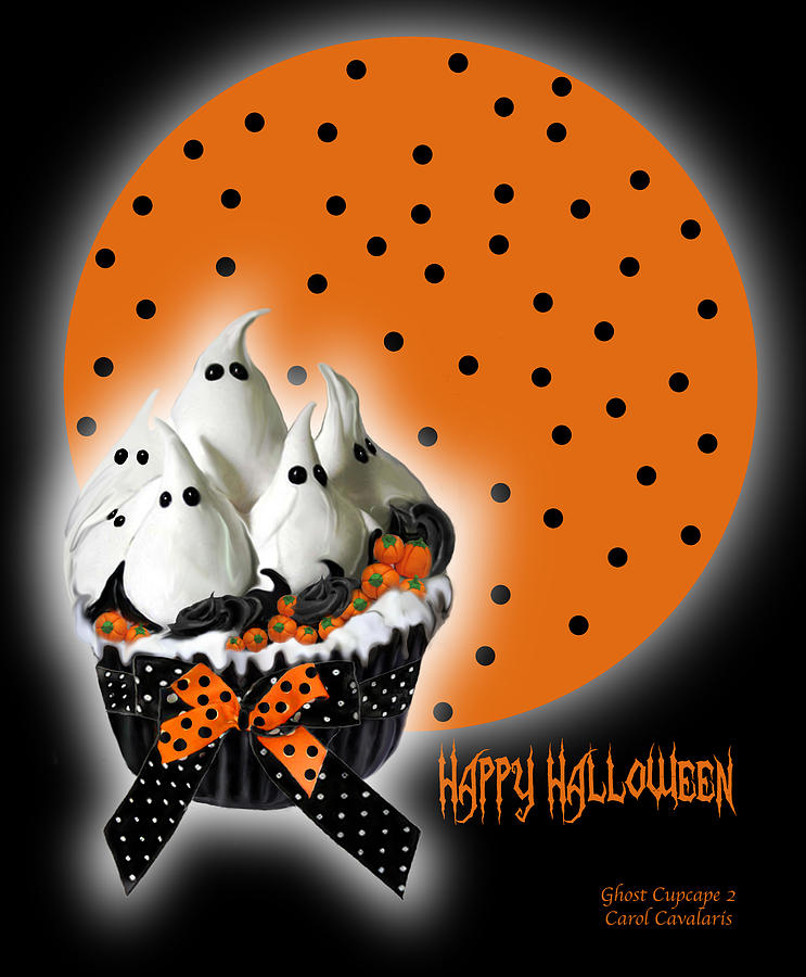 Halloween Ghost Cupcake 2 Mixed Media by Carol Cavalaris