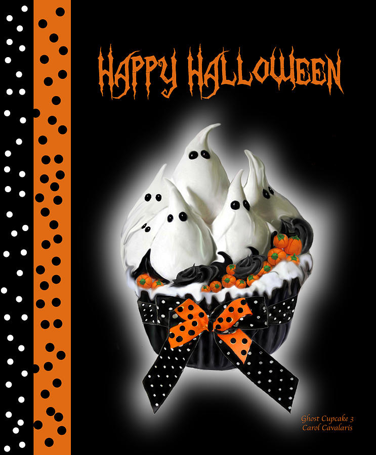 Halloween Ghost Cupcake 3 Mixed Media by Carol Cavalaris